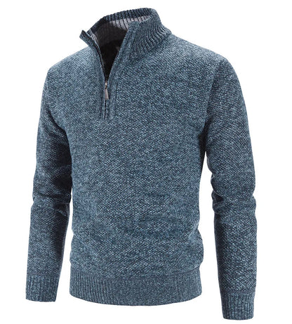 Long Sleeve Knitted Sweater Men Pullovers Solid Color Zipper Mock Neck Slim Fit Knit Pullovers Casual Sweater The Clothing Company Sydney