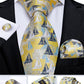 Men's Tie Luxury Yellow Blue Striped Paisley Plaid Silk Wedding Tie For Men's Designer Hanky Cufflinks Gift Tie Set The Clothing Company Sydney