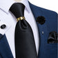 Men's Ties 8cm Wide Silk Neck Tie For Wedding Party Accessories Pocket Square Cufflinks Brooch Pin Set