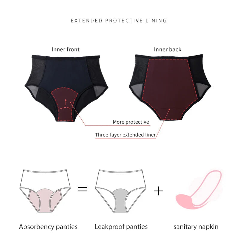 Menstrual Panties For Women Period Underwear 4 Layer Plus Size Heavy Flow Absorbency Leakproof Physiological Sanitary Lingerie