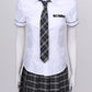 Women's Cosplay Costume Adult School Uniform Short Sleeve Shirt with Plaid Skirt for Halloween Role Play Party The Clothing Company Sydney