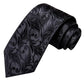 3 Piece Black Floral Silk Wedding Tie For Men Handky Cufflink Elegant Necktie Set For Men The Clothing Company Sydney