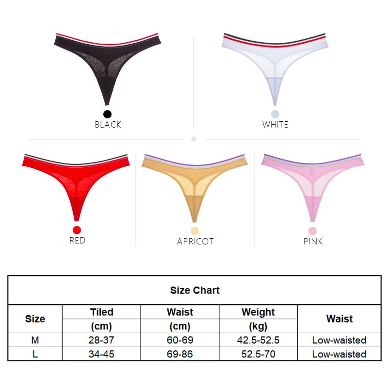 Sports Style Low Waist Thong  No Trace Cotton T Panties  G String Bikini Underwear