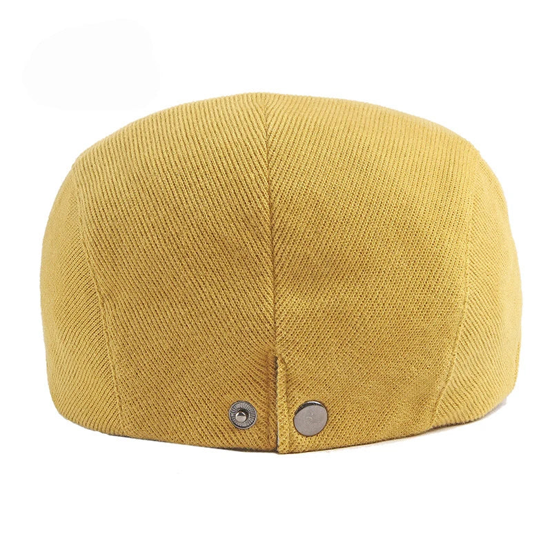 Spring Autumn Berets Hat Men's knitting Visor Cap Casual Fashion Women Beret Solid Yellow Blue Peaked Flat Cap Duckbill Hat