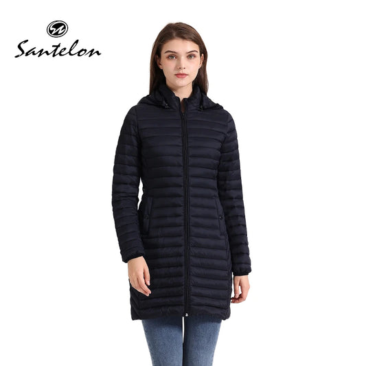 Winter Women Loose Long Parka Coat With Detachable Hood Ultralight Portable Warm Padded Cotton Outerwear Jacket