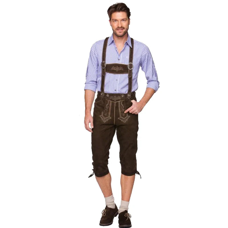 Men's Carnival Munich Oktoberfest Costume Faux Leather Pants Waiter Cosplay Fancy Party Dress
