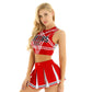 Women's Cheerleading Uniform Cosplay Set Backless Crop Top Mini Pleated Skirt Carnival Party Halloween Costume