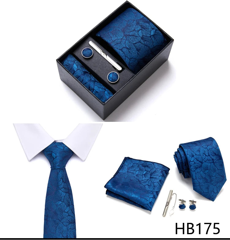 4 Piece Tie Pocket Squares Cufflink Set Necktie Blue Striped Man Wedding Accessories Fit Workplace Holiday Gift Box The Clothing Company Sydney