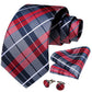 Classic Plaid Check Red Blue White Striped Silk Ties For Men Business Wedding Men's Neck Tie Handkerchief Cufflinks Gift For Men The Clothing Company Sydney