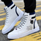 Men's White Shoes Skateboarding Shoes High Top Men High British Style Comfortable Skateboarding Sneakers The Clothing Company Sydney