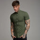 Slim Fit Button Short Sleeve Shirts Men Casual Sportswear Dress Shirt Male Hipster Shirts Tops Fitness Clothing The Clothing Company Sydney