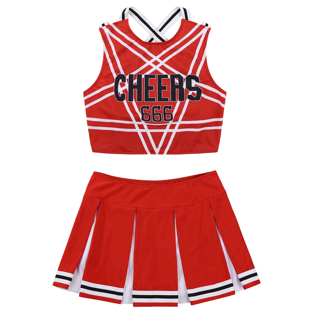 Women's Cheerleading Uniform Set Sleeveless Crop Top with Mini Pleated Skirt Cosplay Sports Stage Outfits