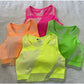 Yoga Set Sport Bra and Shorts fluorescent Gym Set 2 Piece GYM Workout Sportwear Padded Vest Fitness Suit The Clothing Company Sydney