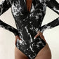 One Piece Swimsuit For Sports Surfing Long Sleeve Swimwear Women's Bodysuit Swimming Bathing Suit Beachwear Pool Bather