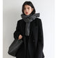 Women's Wool Blend Coat Solid Mid Long Woollen Blazer Thick Warm Blouse Overcoat Office Autumn Winter Jacket