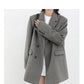 Women's Wool Blend Coat Solid Mid Long Woollen Blazer Thick Warm Blouse Overcoat Office Autumn Winter Jacket