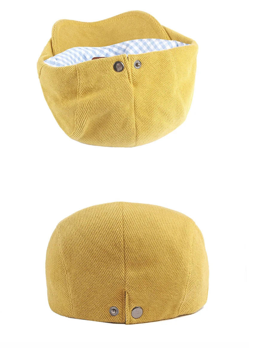 Spring Autumn Berets Hat Men's knitting Visor Cap Casual Fashion Women Beret Solid Yellow Blue Peaked Flat Cap Duckbill Hat