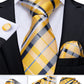 Men's Tie Luxury Yellow Blue Striped Paisley Plaid Silk Wedding Tie For Men's Designer Hanky Cufflinks Gift Tie Set The Clothing Company Sydney