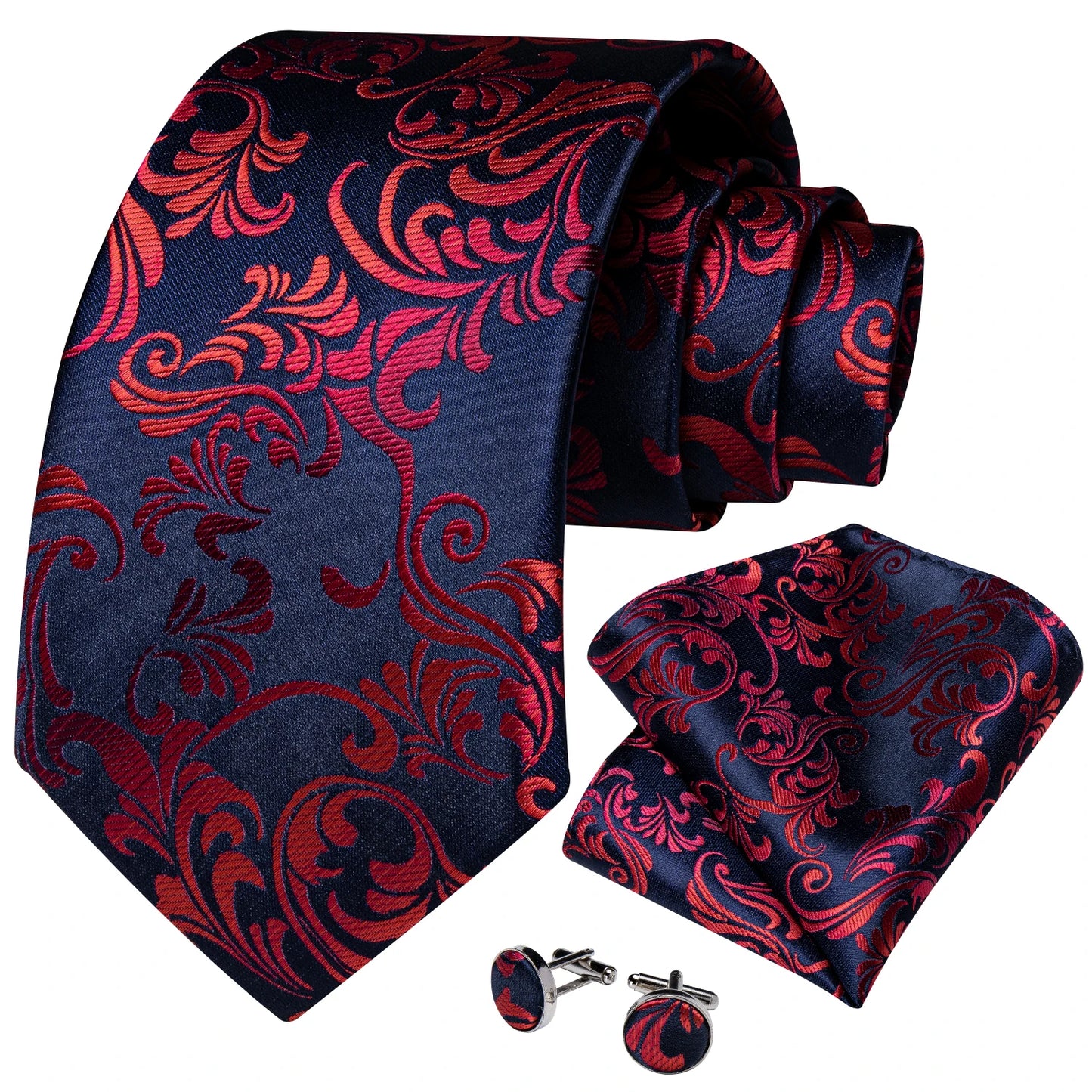 5 Piece Designer Blue Red Paisley Ties Wedding Party Neck Tie Luxury Tie Ring Brooch 100% Silk Tie Set Gift For Men The Clothing Company Sydney