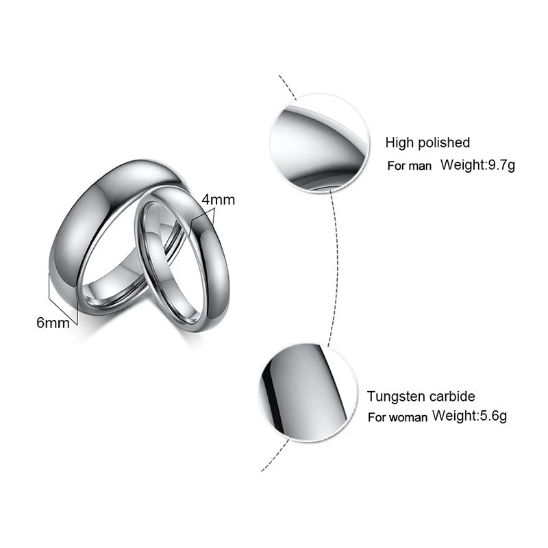 Anti Scratch Tungsten Wedding Rings for Women Men Simple Classic Wedding Bands for Couples Basic Jewelry