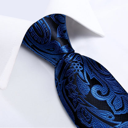 4 Piece Paisley Neck Ties 8cm Wide Silk Tie Pocket Square Cufflinks Brooch Christmas Gift Sets For Men - The Clothing Company Sydney