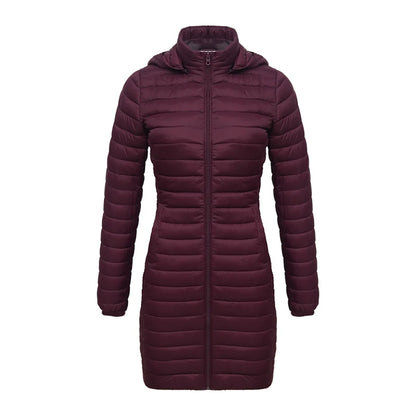Winter Women Loose Long Parka Coat With Detachable Hood Ultralight Portable Warm Padded Cotton Outerwear Jacket