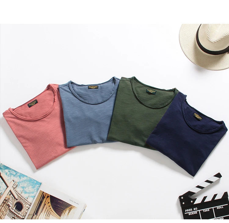 100% Cotton Men's T-shirt Casual Soft Fitness Summer T-shirts O-Neck Short Sleeve Top