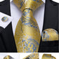 Men's Tie Luxury Yellow Blue Striped Paisley Plaid Silk Wedding Tie For Men's Designer Hanky Cufflinks Gift Tie Set The Clothing Company Sydney