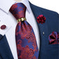 Men's Ties 8cm Wide Silk Neck Tie For Wedding Party Accessories Pocket Square Cufflinks Brooch Pin Set