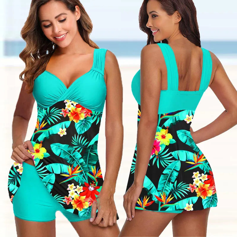 Plus Size Two Piece Swimsuit Swimwear Women Flower Print Summer Large Bathing Suits Tankini Beachwear Bikini Swimdress The Clothing Company Sydney