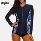 Women Long Sleeve Zipper Rashguard Top Floral Print Rush guard Swimwear Surfing UPF50+ Swimwsuit The Clothing Company Sydney