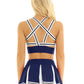 Women's Cheerleading Uniform Cosplay Set Backless Crop Top Mini Pleated Skirt Carnival Party Halloween Costume