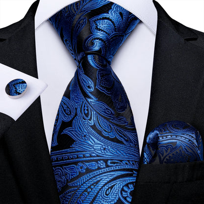 4 Piece Paisley Neck Ties 8cm Wide Silk Tie Pocket Square Cufflinks Brooch Christmas Gift Sets For Men - The Clothing Company Sydney