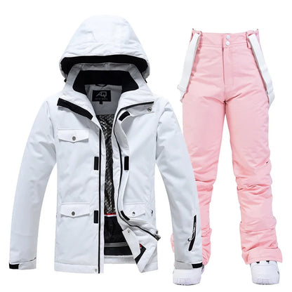 2 Piece Ski Suit Women's Snowboard Clothing Sets Waterproof Windproof Skiing Jacket Pants Snow Overalls
