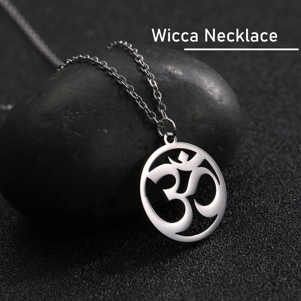 Hindu Yoga Om Aum Necklace For Men Women Amulet Stainless Steel Jewellery Shiva Accessories