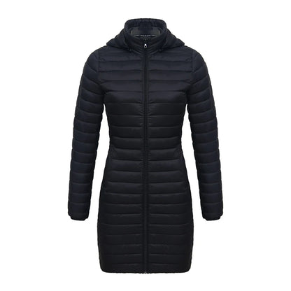 Winter Women Loose Long Parka Coat With Detachable Hood Ultralight Portable Warm Padded Cotton Outerwear Jacket