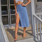 Blue Denim Single-Breasted Split Elegant Bodycon Midi Skirt Women's High Waist Long Jeans Skirts Streetwear The Clothing Company Sydney