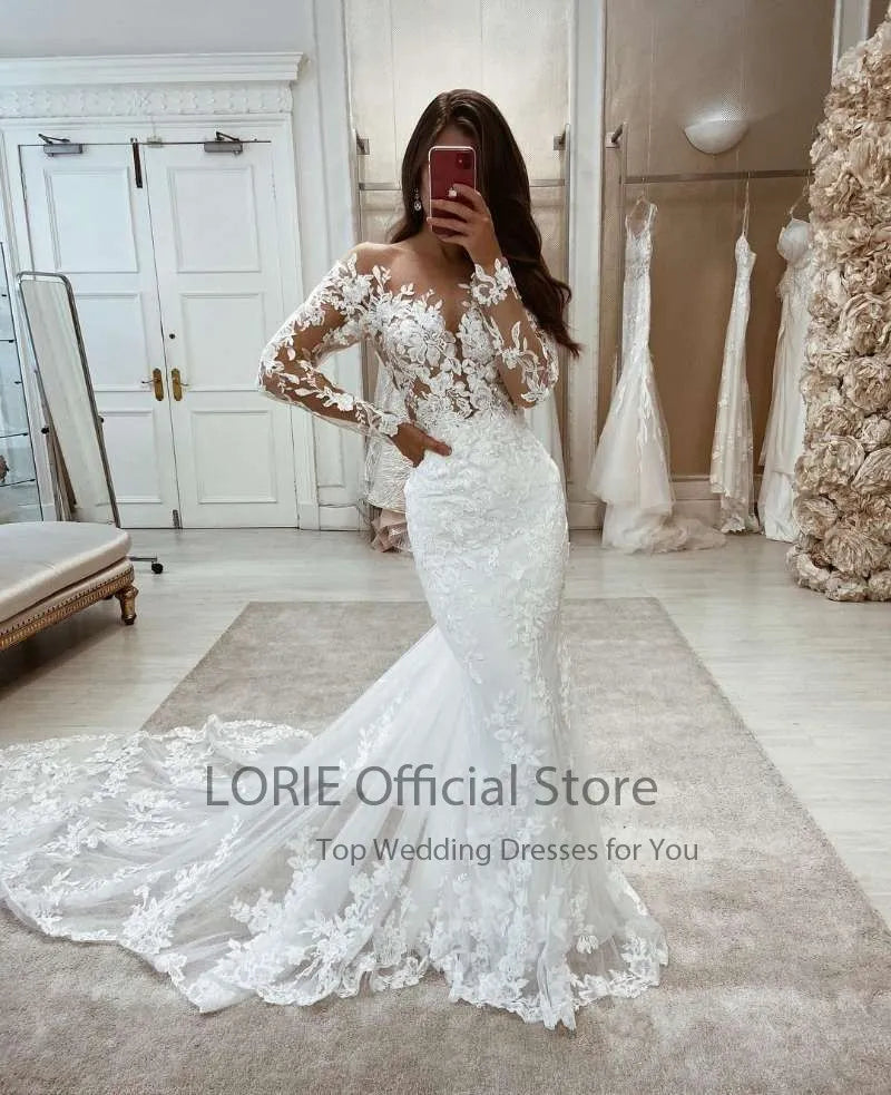 Boho Wedding Dresses Mermaid Lace Long Sleeves Wedding Gown Vintage White Ivory Custom Made Luxury Bridal Dress The Clothing Company Sydney