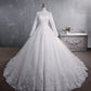 Elegant High Neck With Train Princess Bride Dress Luxury Lace Embroidery Wedding Gown Wedding Dress