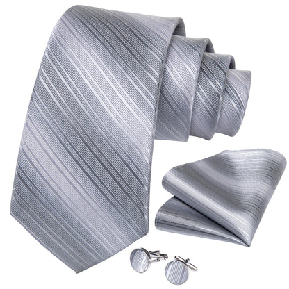 Gray Paisley Silk Tie Set – Men’s Wedding Tie, Pocket Square & Cufflinks The Clothing Company Sydney