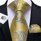 Men's Tie Luxury Yellow Blue Striped Paisley Plaid Silk Wedding Tie For Men's Designer Hanky Cufflinks Gift Tie Set The Clothing Company Sydney