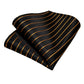 Fashion Men's Tie Luxury Gold Blue Black Striped Paisley Silk Wedding Tie For Men Designer Hanky Cufflinks Gift Tie Set