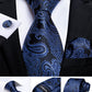 Classic Navy Blue Men's Tie Striped Paisley Floral Necktie Pocket Square Cufflinks Business Tie Set Cravat Gift For Men The Clothing Company Sydney