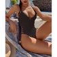 Lace Up Underwired One Piece Swimsuit Swimwear Backless Monokini Bather Bathing Suit Deep V Neck Swimwear The Clothing Company Sydney