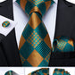 Men's Tie Teal Green Paisley Novelty Design Silk Wedding Tie for Men Handky cufflink Tie Set Party Business Fashion Set The Clothing Company Sydney