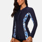 Women Long Sleeve Zipper Rashguard Top Floral Print Rush guard Swimwear Surfing UPF50+ Swimwsuit The Clothing Company Sydney