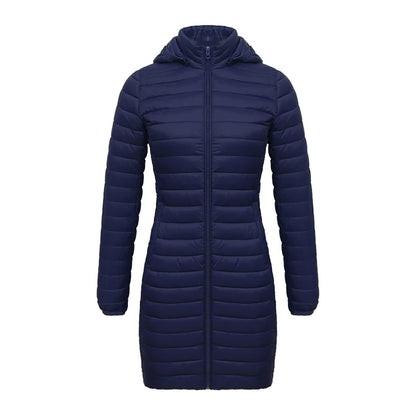 Winter Women Loose Long Parka Coat With Detachable Hood Ultralight Portable Warm Padded Cotton Outerwear Jacket