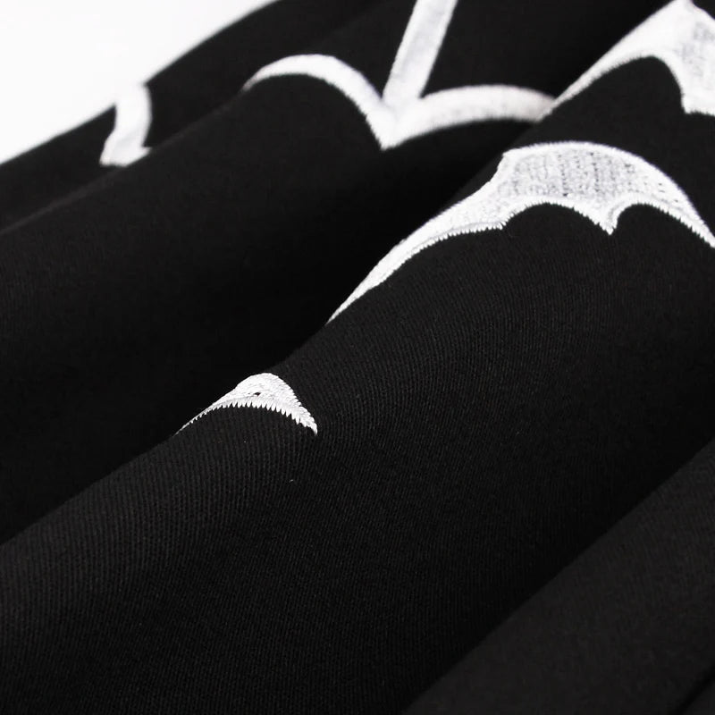 Bat Embroidery Halloween Costumes Party Vintage Dresses Cap Sleeve Keyhole Front Retro A Line Dress