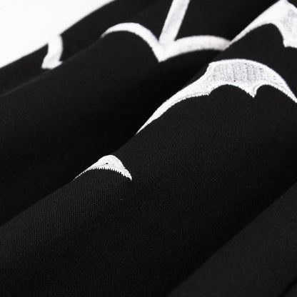 Bat Embroidery Halloween Costumes Party Vintage Dresses Cap Sleeve Keyhole Front Retro A Line Dress
