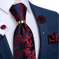 Men's Ties 8cm Wide Silk Neck Tie For Wedding Party Accessories Pocket Square Cufflinks Brooch Pin Set